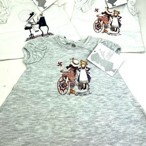 Baby Shirt Lot of 3 Girls Size Newborn Infant Children Kids Gray White Set